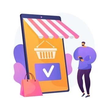 Shopping mobile app vector concept metaphor. Illustrazione stock