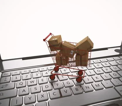 Shopping online. 3D Rendering Stock Illustration