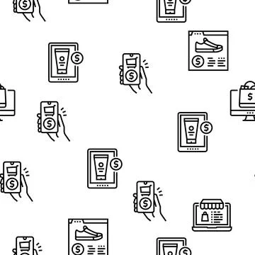Shopping Online App Vector Seamless Pattern Illustrazione stock