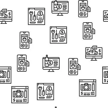 Shopping Online App Vector Seamless Pattern Stock Illustration