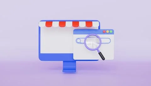 Shopping online e-commerce, search goods concept 3d illustration イラスト素材
