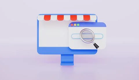 Shopping online e commerce, search goods concept 3d illustration Stock Illustration
