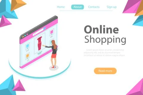 Shopping online flat isometric vector conceptual illustration. Stock Illustration
