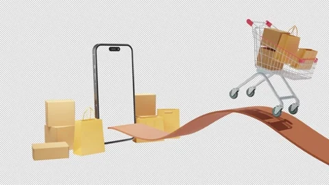 Shopping Package Being Delivered – E-Commerce Order and Delivery Concept Stock Footage 342389560