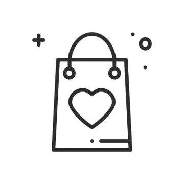 Shopping package line icon. Present, gift box. Happy Valentine day sign Stock Illustration