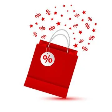 Shopping paper red bag empty, vector illustration Stock Illustration