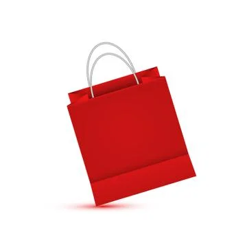 Shopping paper red bag empty, vector illustration Stock Illustration
