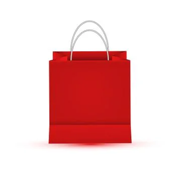 Shopping paper red bag empty, vector illustration Stock Illustration