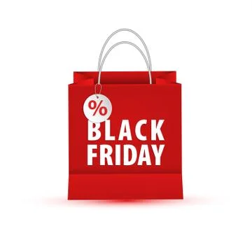 Shopping paper red bag empty, vector illustration Stock Illustration
