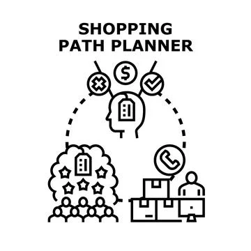 Shopping path planner concept for online decision making Illustration