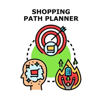Shopping path planner guiding successful purchases Illustration