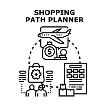 Shopping path planning for global consumer distribution Illustration