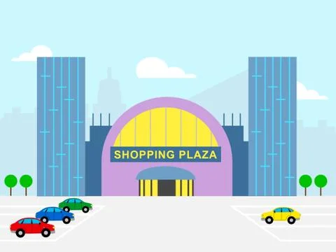 Shopping Plaza Shows Retail Commerce 3d Illustration Stock Illustration
