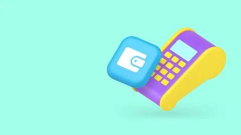 Shopping POS terminal machine wallet payment financial transaction copy spa.. Stock Illustration
