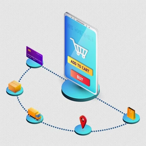 Shopping process successive steps. add to cart and payment. Packing, shipping Stock Footage 300987396
