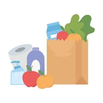 Shopping products inside bag vector design Stock Illustration