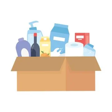 Shopping products inside box vector design Illustrazione stock