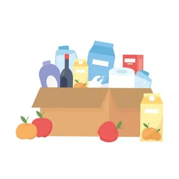 Shopping products inside box vector design Illustrazione stock