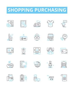 Shopping purchasing vector line icons set. Buying, Shopping, Acquiring, Purchase Stock Illustration