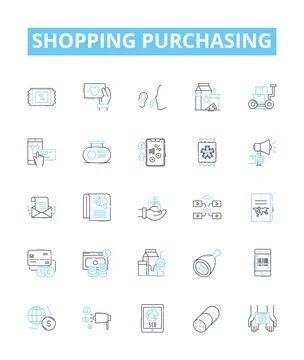 Shopping purchasing vector line icons set. Buying, Shopping, Acquiring, Purchase Stock Illustration