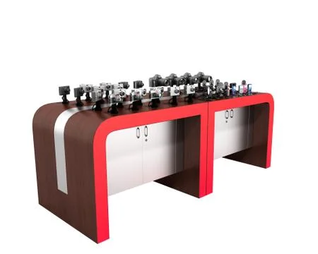 Shopping rack for electronic 3d render on white no shadow Stock Illustration