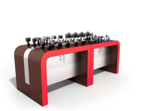 Shopping rack for electronic 3d render on white background 스톡 일러스트