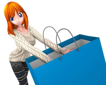 Shopping redhead Stock Illustration
