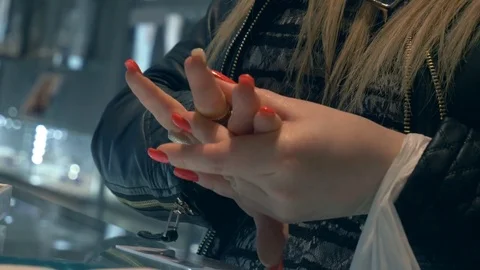 Shopping ring female hands Video stock 74357407