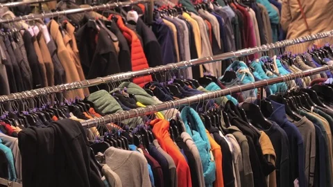 Shopping Rows with Clothes in popular commerce store 動画素材 83952565