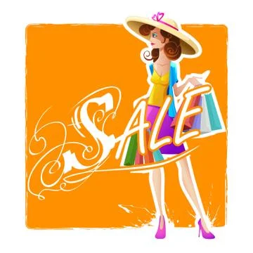 Shopping in Sales Stock Illustration