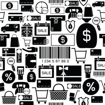 Shopping seamless pattern background icon. イラスト素材