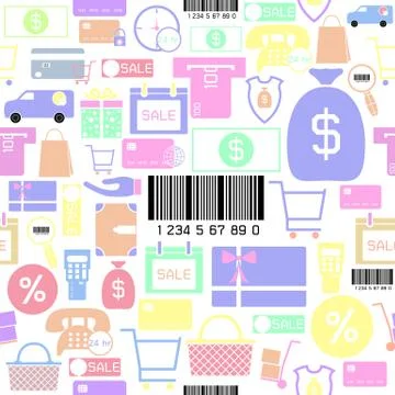 Shopping seamless pattern background icon. イラスト素材