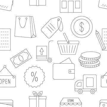 Shopping seamless pattern Illustrazione stock