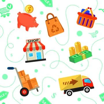 Shopping Seamless Pattern Stock Illustration