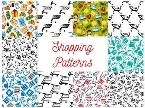 Shopping seamless patterns イラスト素材