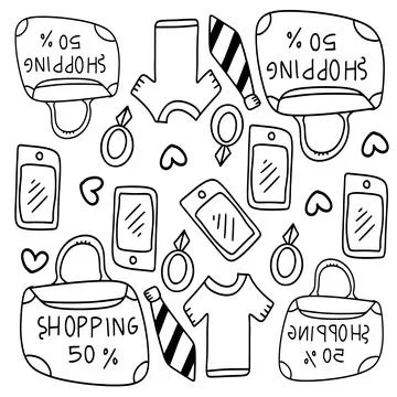 Shopping set bundle vector design Stock Illustration