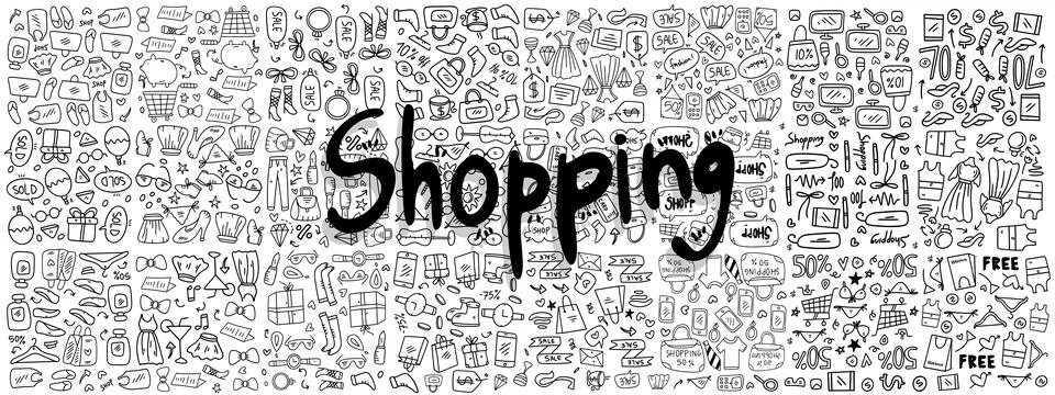 Shopping set bundle vector design Stock Illustration