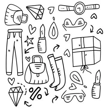 Shopping set bundle vector design Illustrazione stock