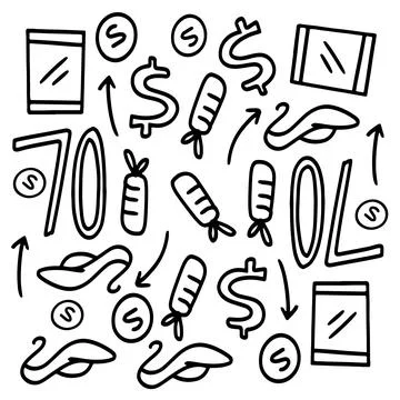 Shopping set bundle vector design Illustrazione stock