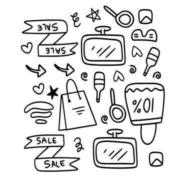 Shopping set bundle vector design Illustrazione stock