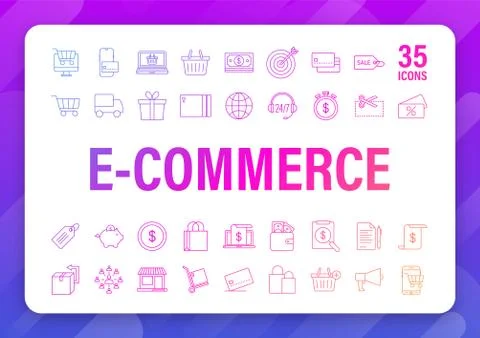 Shopping set icon for web design. E commerce. Discount coupon. Business icon イラスト素材