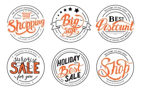 Shopping set label template of emblem element for your product or design, web Stock Illustration