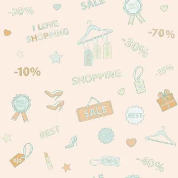 Shopping set pattern Stock Illustration