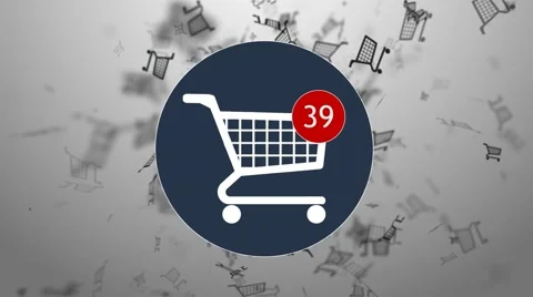 Shopping, shopping in the online store. Many shopping. hopping cart icon Stock Footage