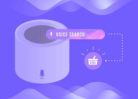 Shopping via smart speakers e-commerce business concept. Voice search digital Stock Illustration