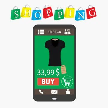 Shopping with smartphone. Stock Illustration