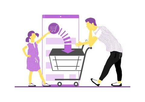 Shopping with smartphone Stock Illustration
