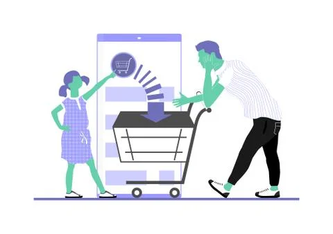 Shopping with smartphone Stock Illustration