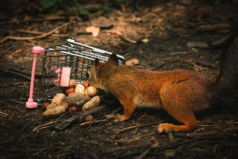 Shopping squirrel Stock Photos