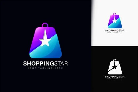 Shopping star logo design with gradient Stock Illustration